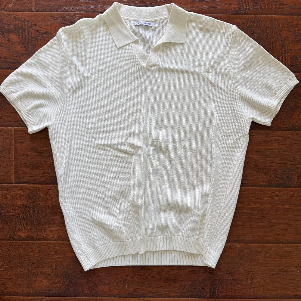 Zara Kint SS Collared Shirt - Size XL - Off White - New w/o tags